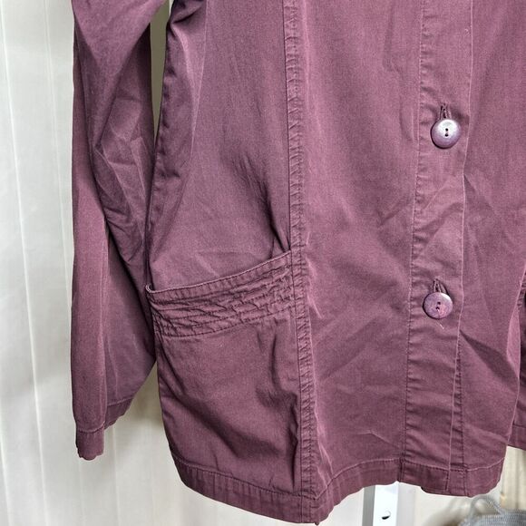 Iridium Jacket Shirt Button Up Minimalist Top Burgundy Pockets Size S - Picture 4 of 7